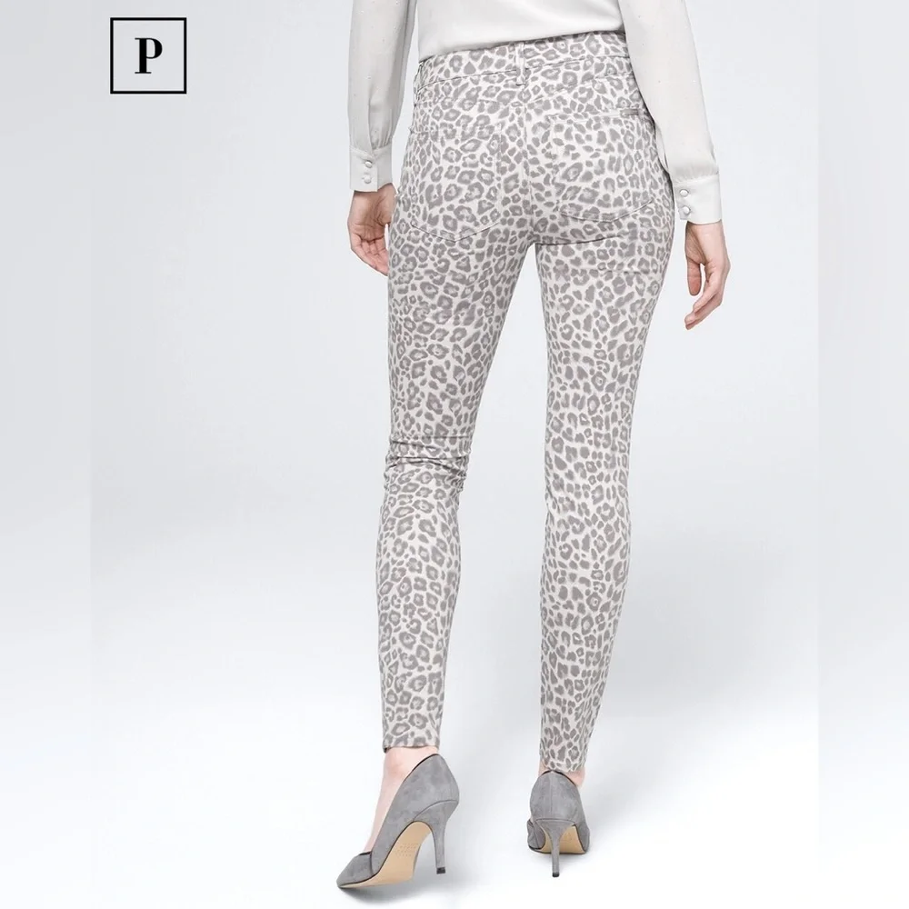 NWT WHBM Curvy Fit Sculpt High-Rise Leopard-Print Skinny Ankle Jeans Grey Sz 10R - Picture 5 of 8